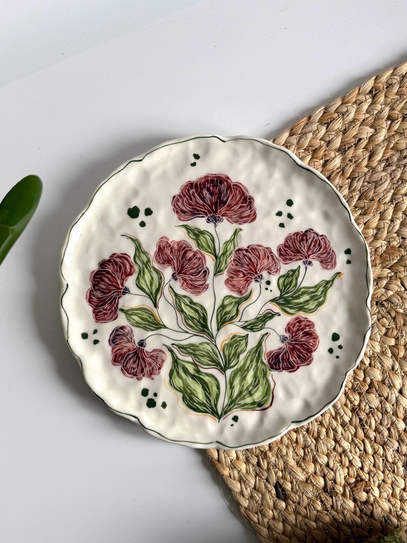 Burgundy Floral Wall / Serving Plate