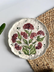 Burgundy Floral Wall / Serving Plate