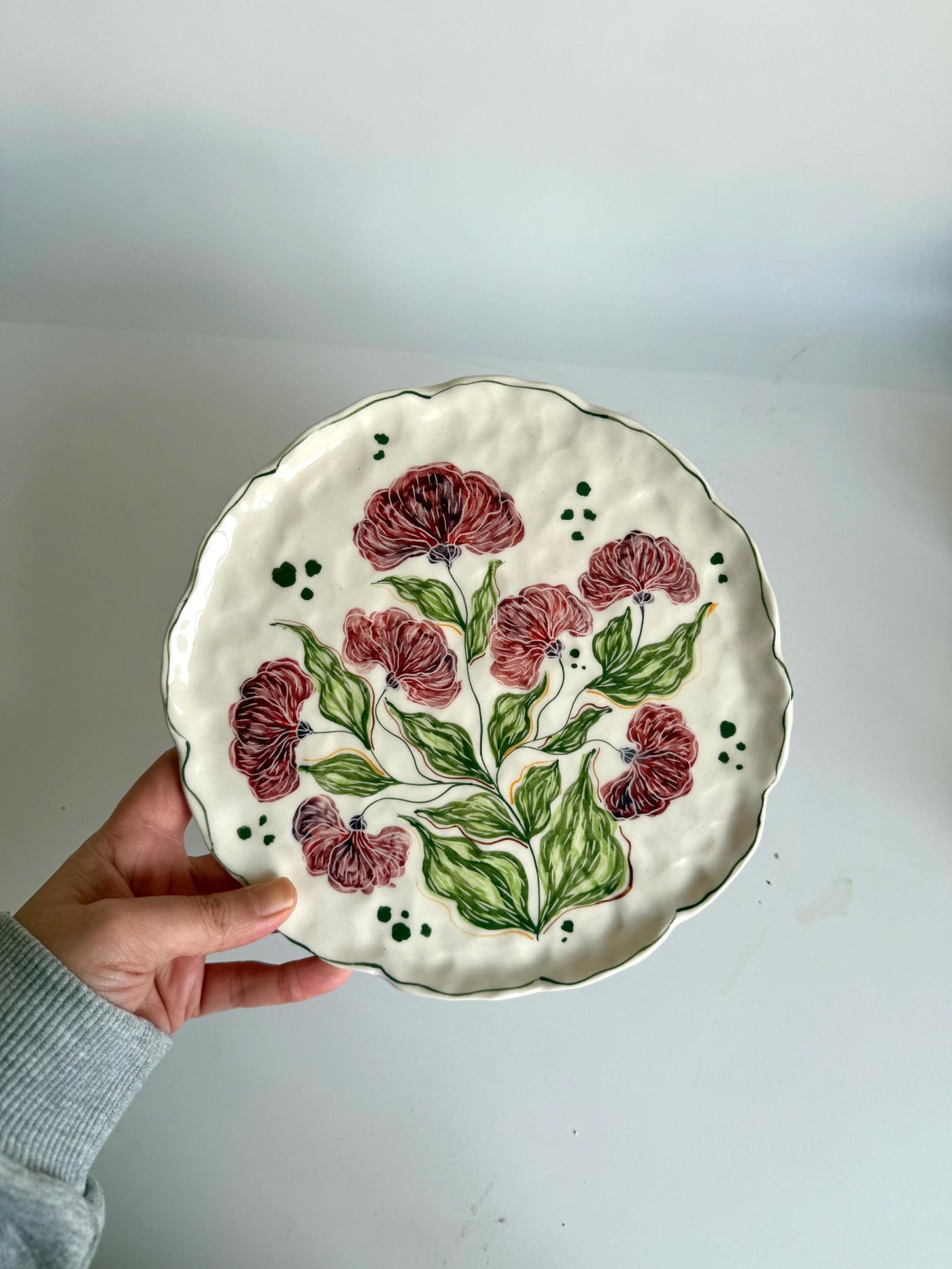 Burgundy Floral Wall / Serving Plate