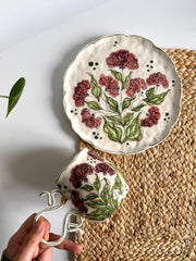 Burgundy Floral Wall / Serving Plate