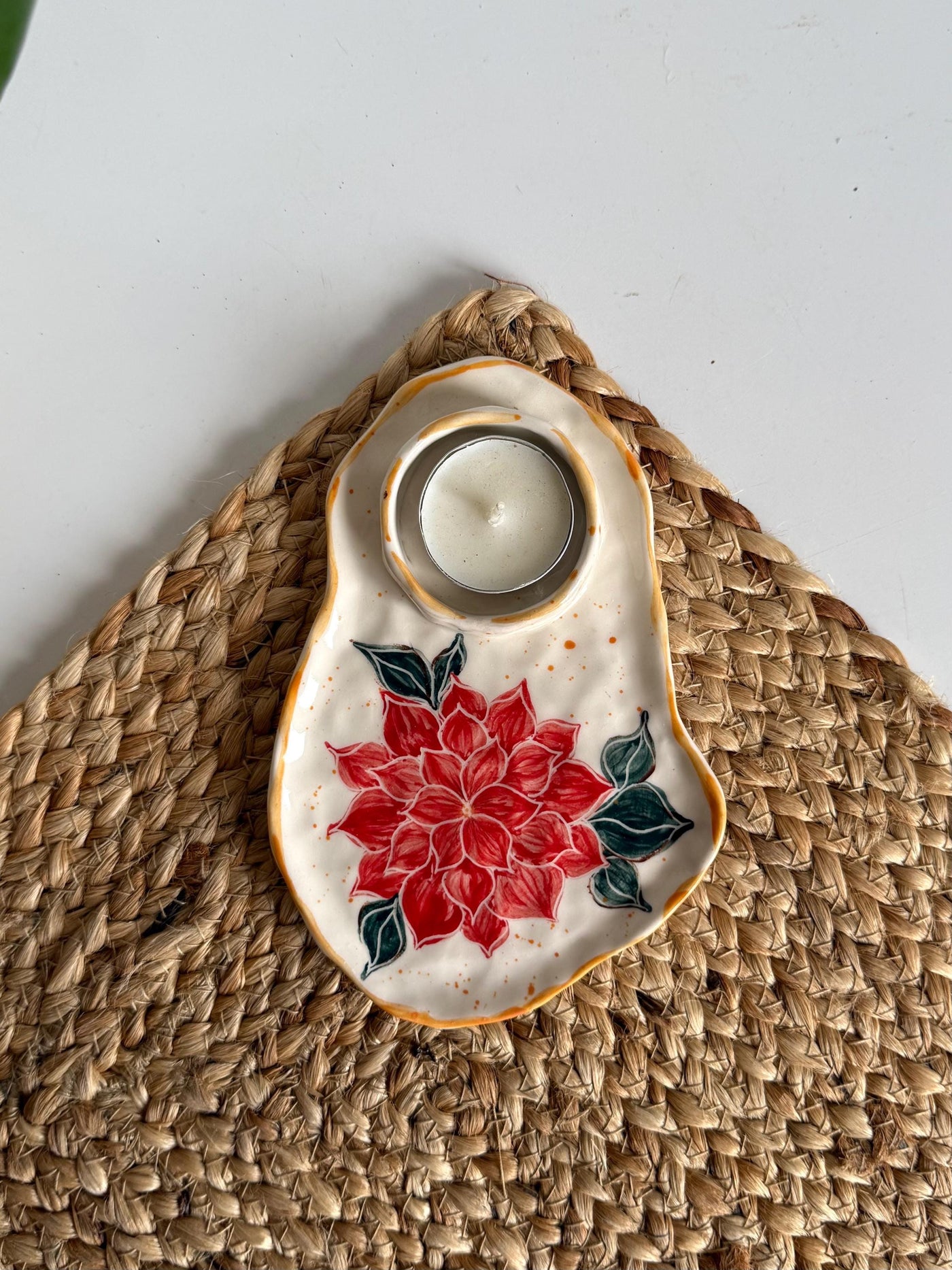 Poinsettia Flower Candle Holder