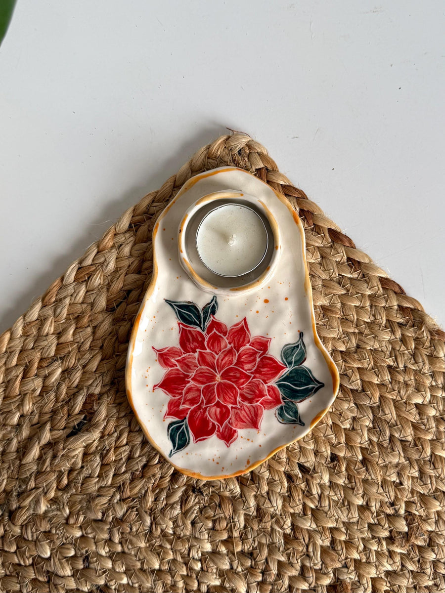 Poinsettia Flower Candle Holder