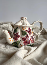Burgundy Floral Teapot
