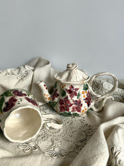 Burgundy Floral Teapot