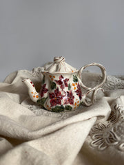 Burgundy Floral Teapot
