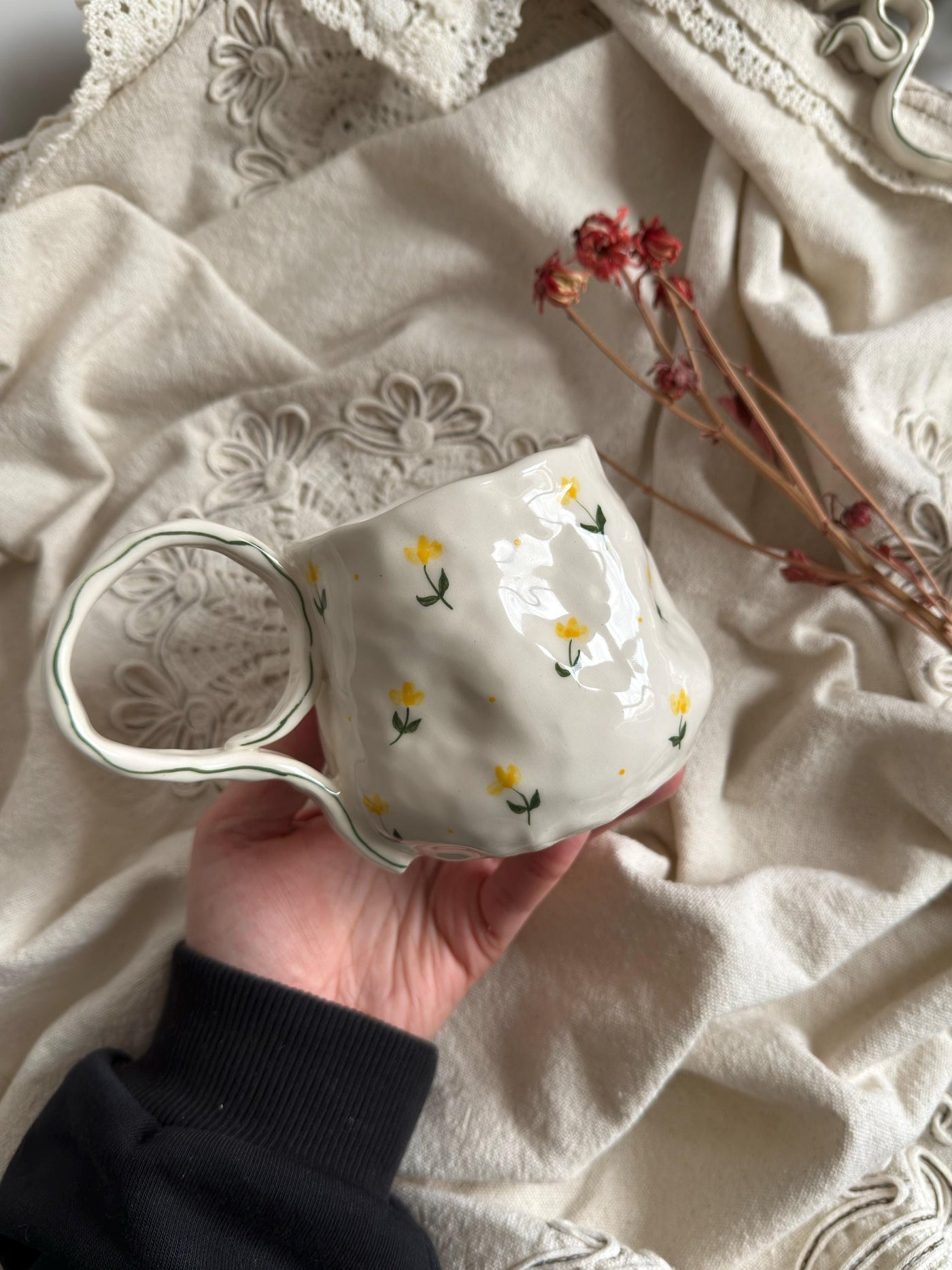 Personalized Cute Floral Minimalist Mug / Write