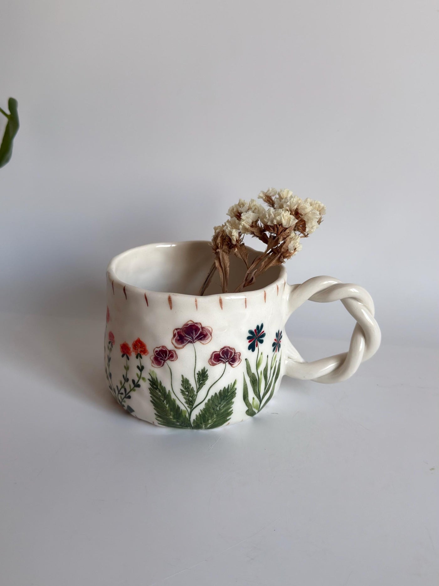 Wildflower Twisted Handle Mug