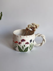 Wildflower Twisted Handle Mug