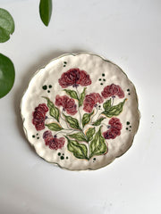 Burgundy Floral Wall / Serving Plate