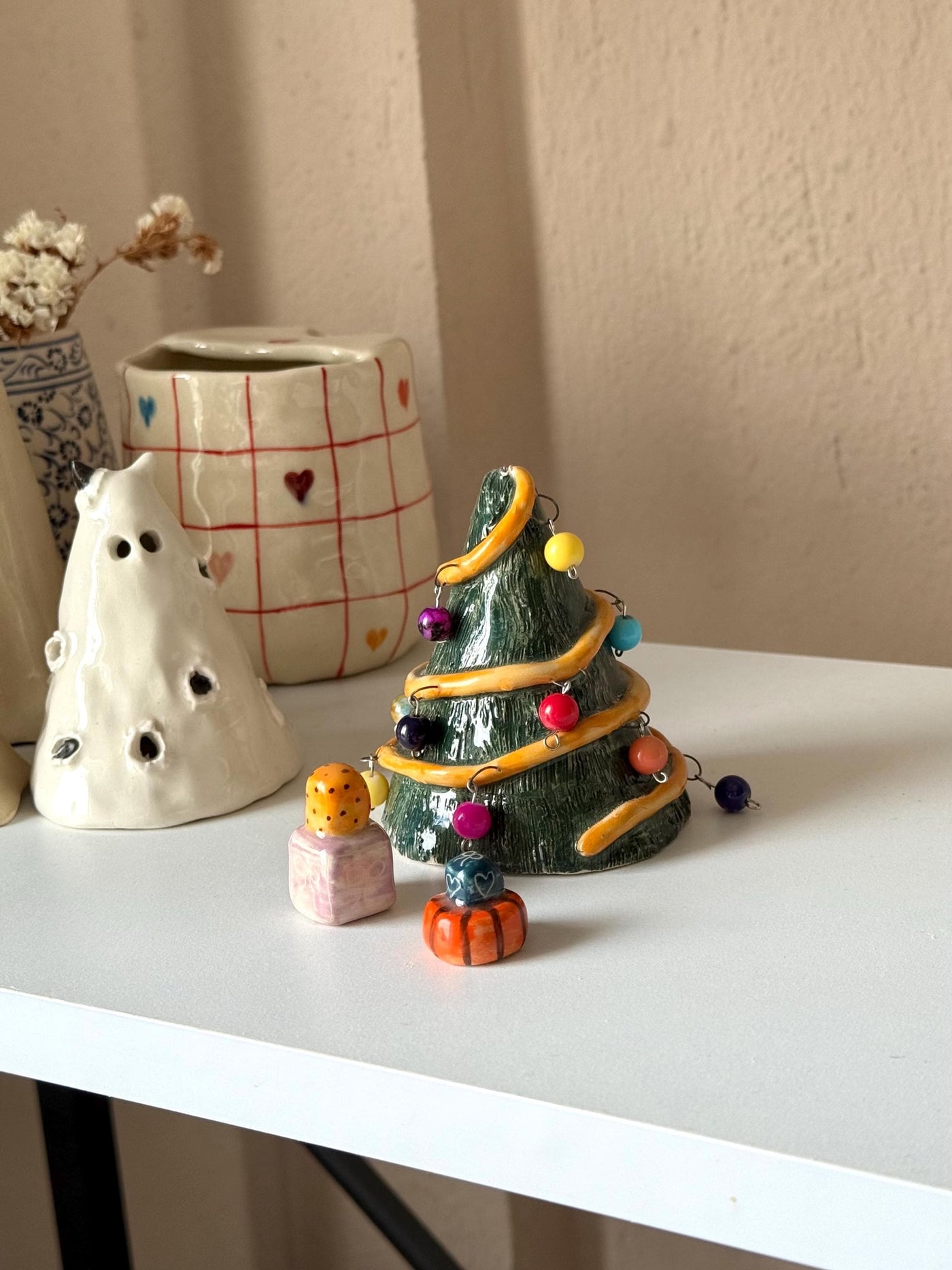 Tiny Christmas Tree and Gift Packages Decoration Objects