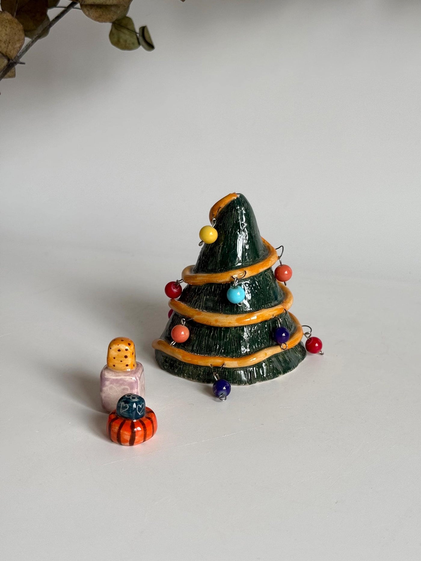 Tiny Christmas Tree and Gift Packages Decoration Objects