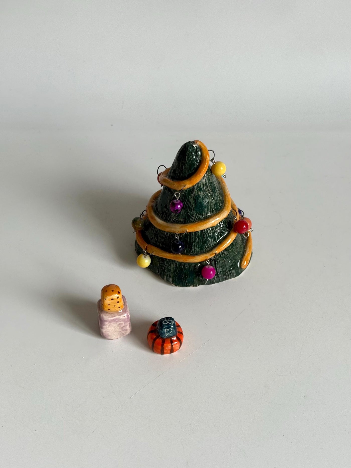 Tiny Christmas Tree and Gift Packages Decoration Objects