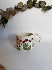 Wildflower Twisted Handle Mug