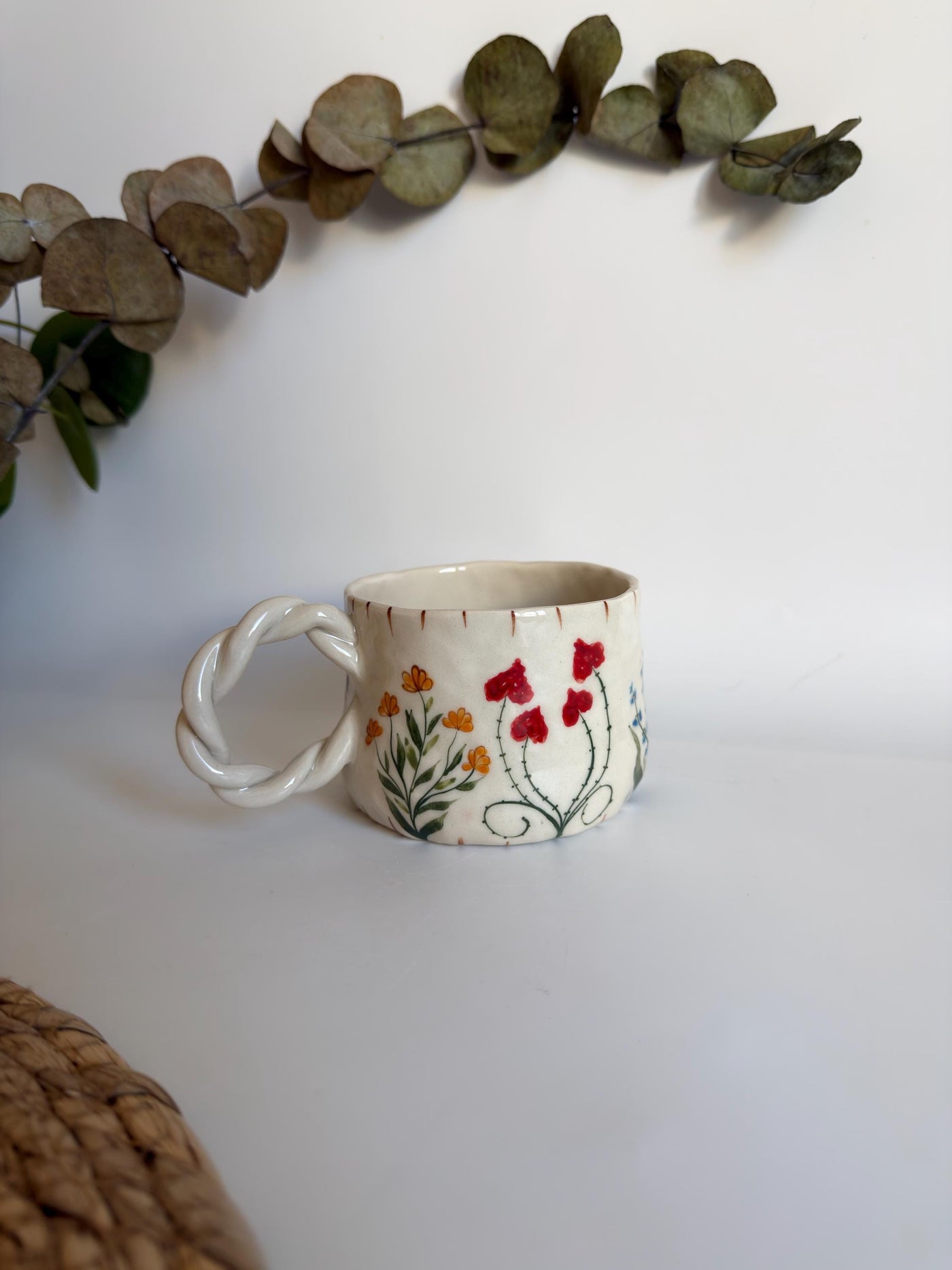 Wildflower Twisted Handle Mug