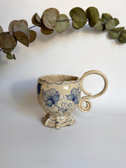 Blue Floral Mug Vintage Inspired