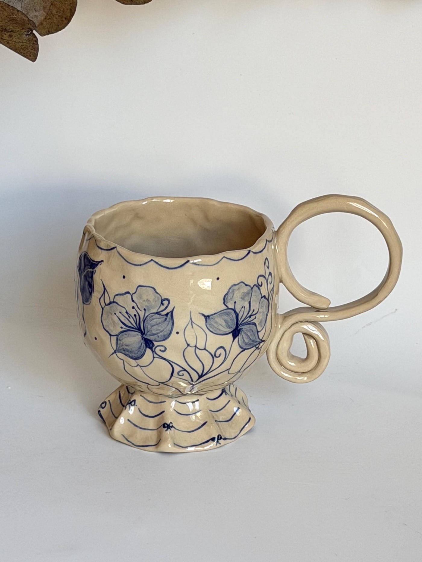 Blue Floral Mug Vintage Inspired