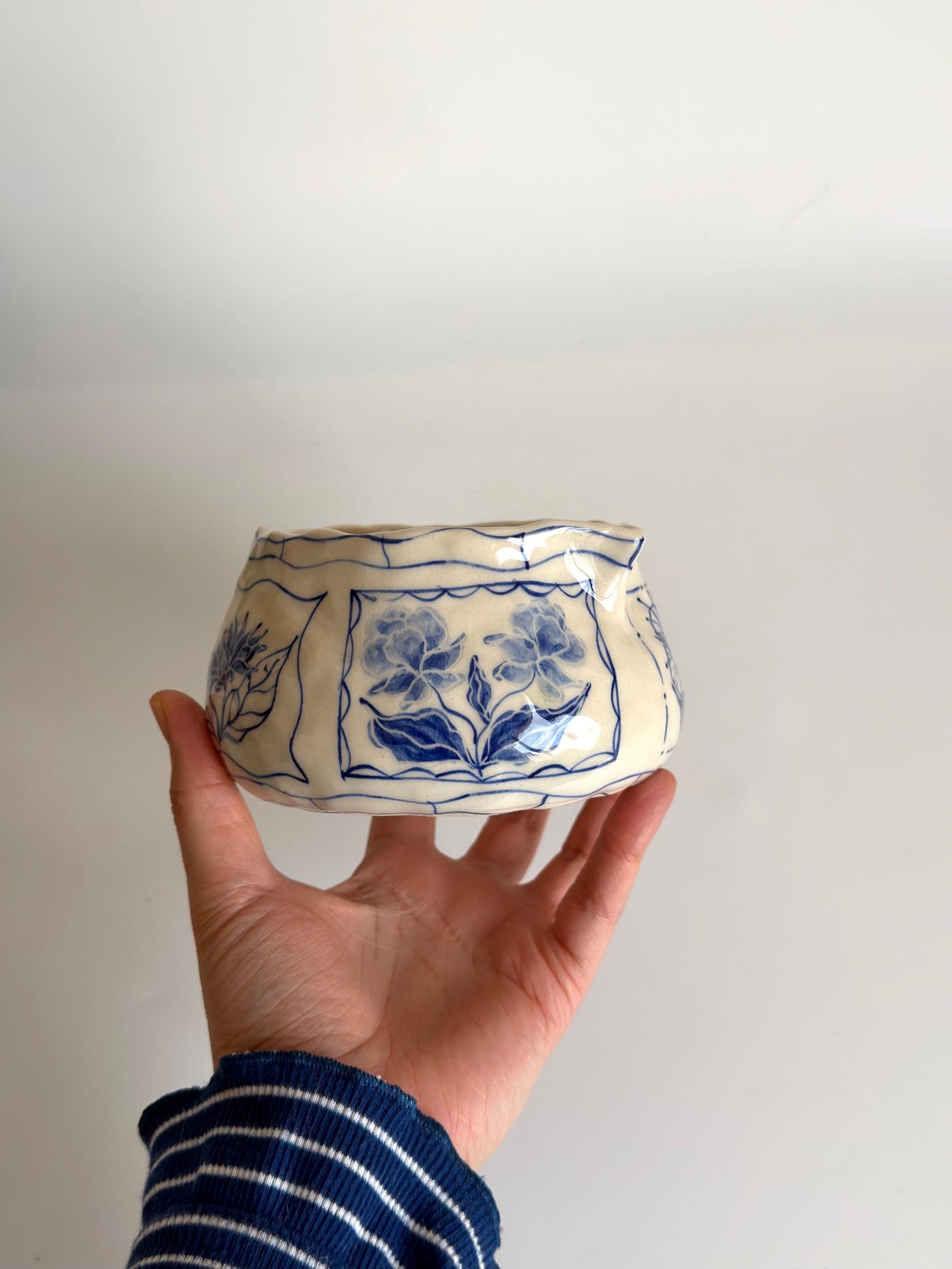 Blue Floral Matcha Bowl