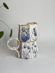 Rustic Blue Floral Hexagon Mug