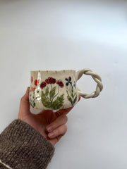 Wildflower Twisted Handle Mug