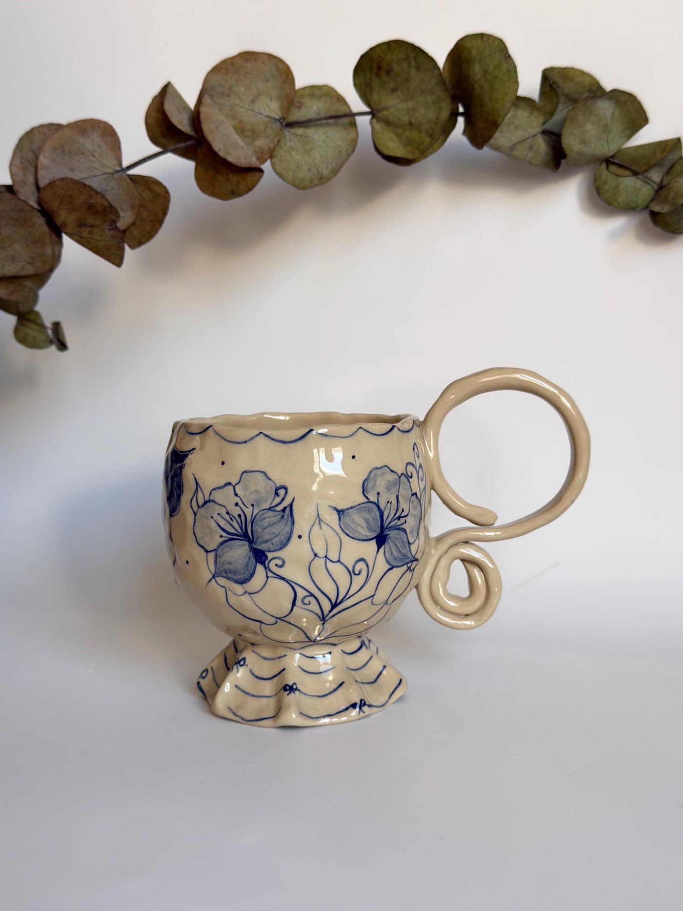 Blue Floral Mug Vintage Inspired