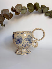 Blue Floral Mug Vintage Inspired