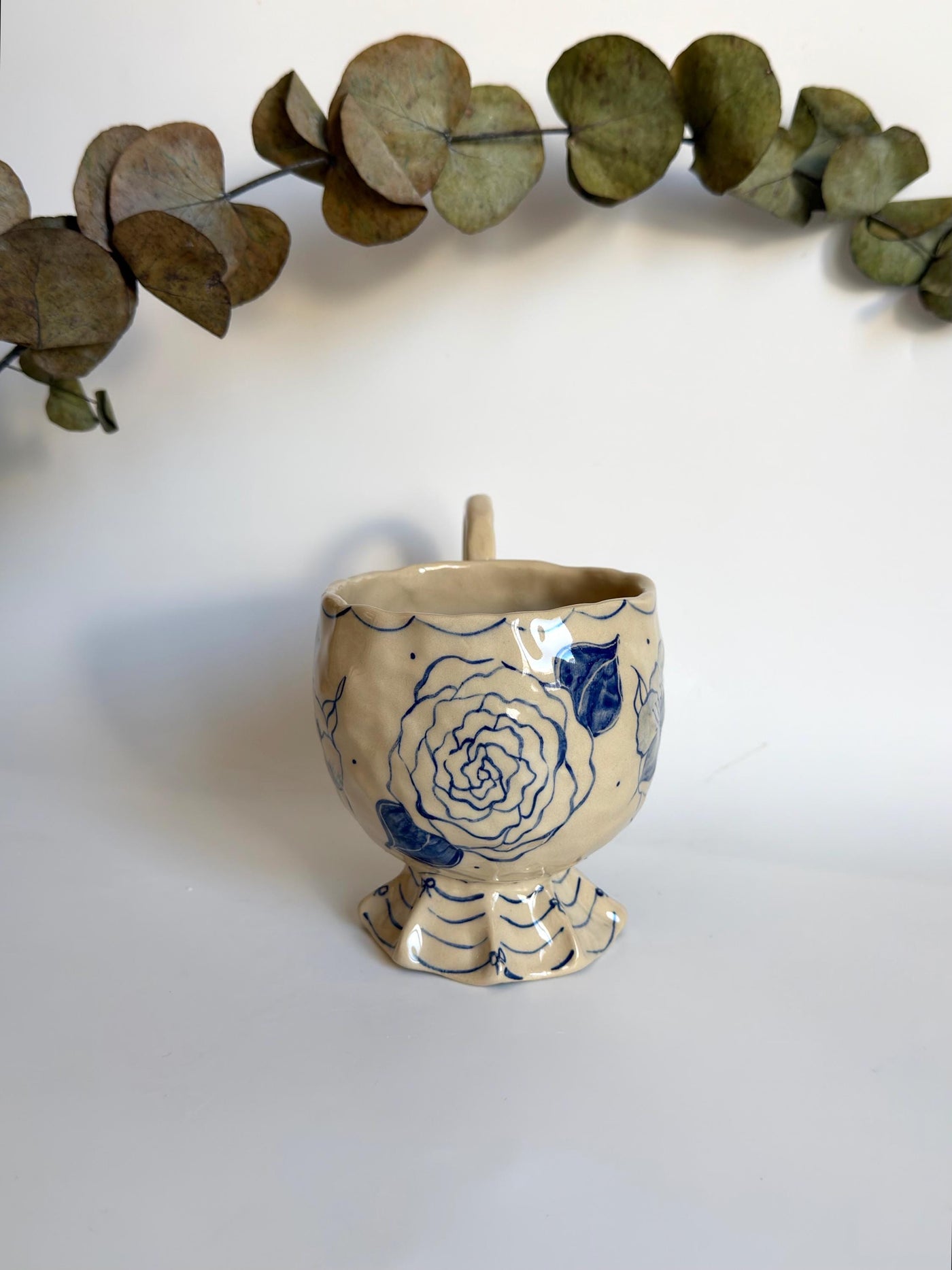Blue Floral Mug Vintage Inspired