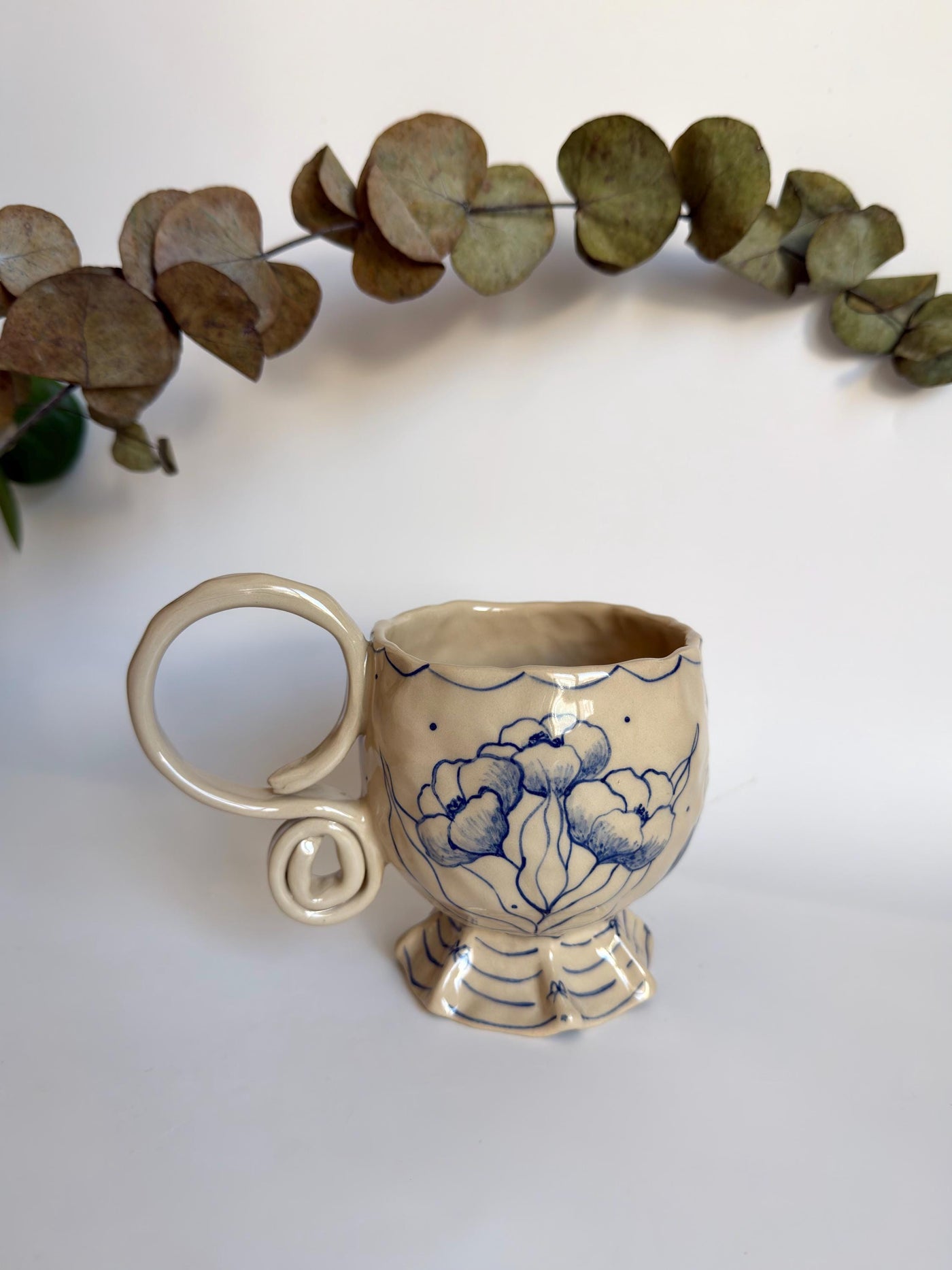 Blue Floral Mug Vintage Inspired