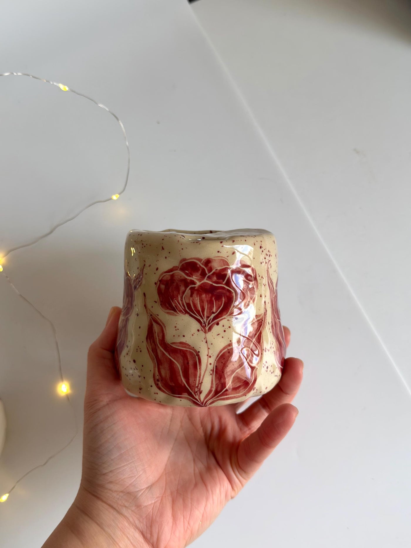Red Floral To Go Mug