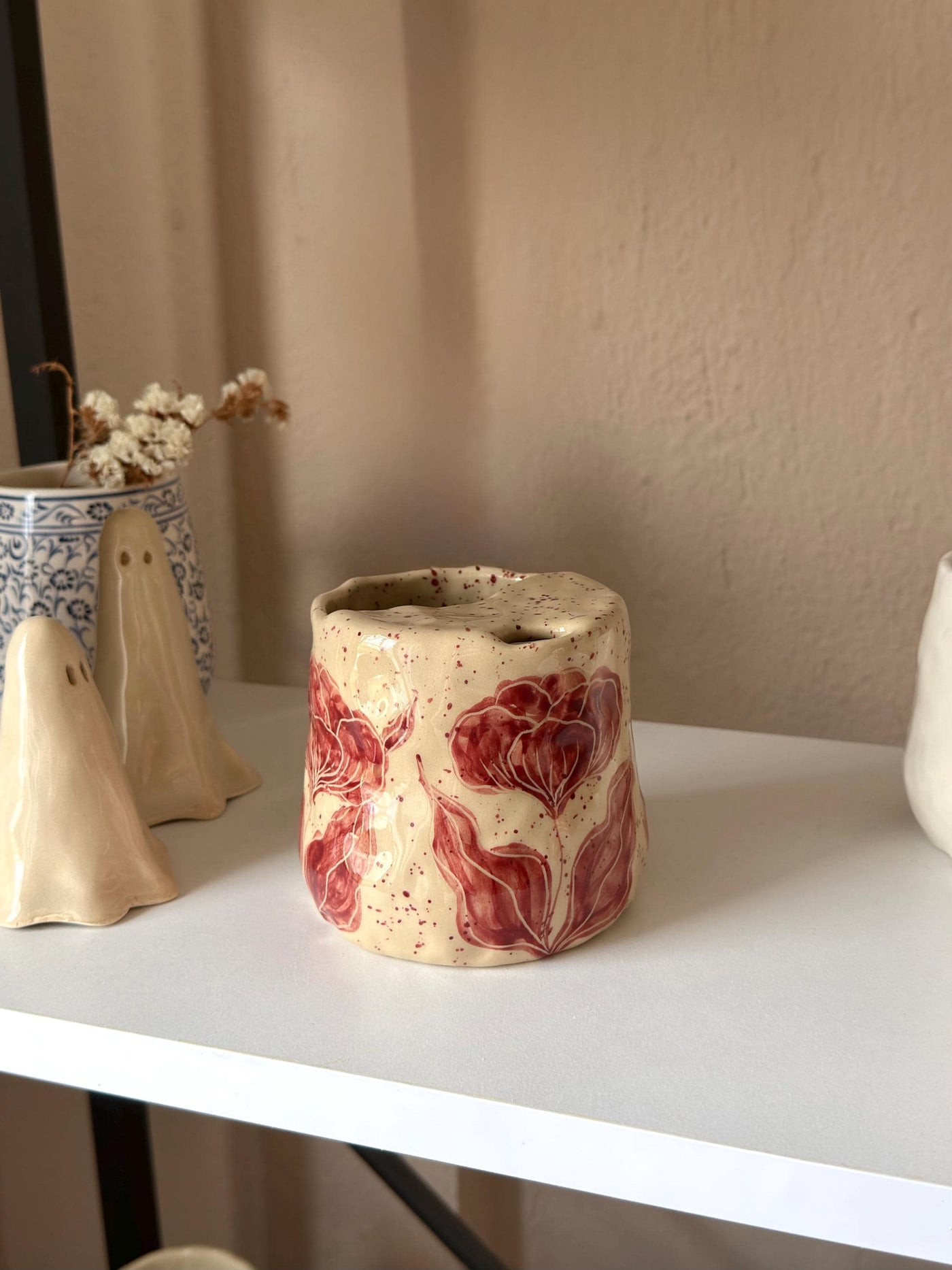 Red Floral To Go Mug