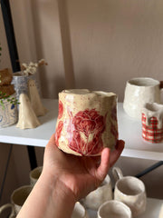 Red Floral To Go Mug