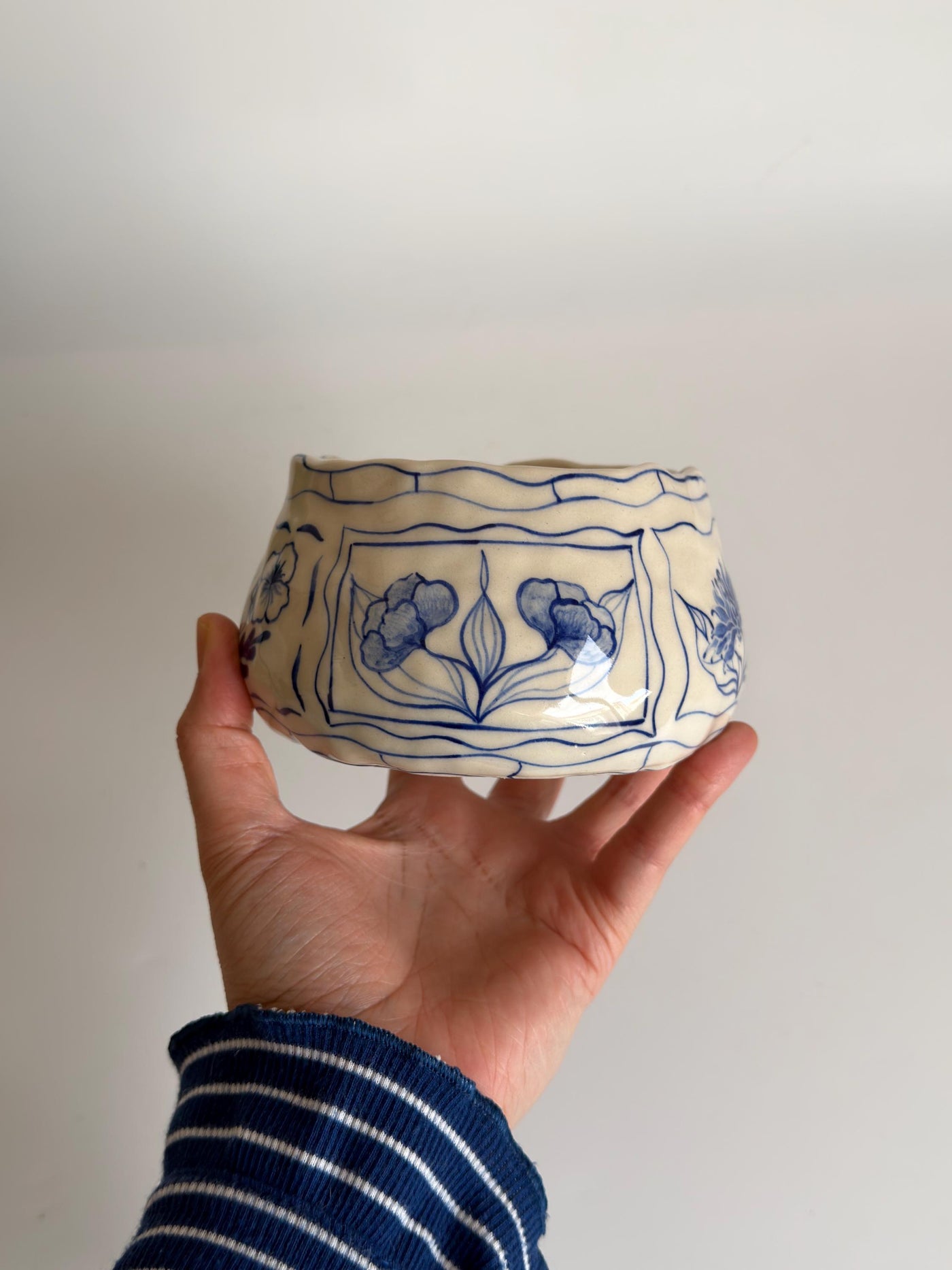 Blue Floral Matcha Bowl