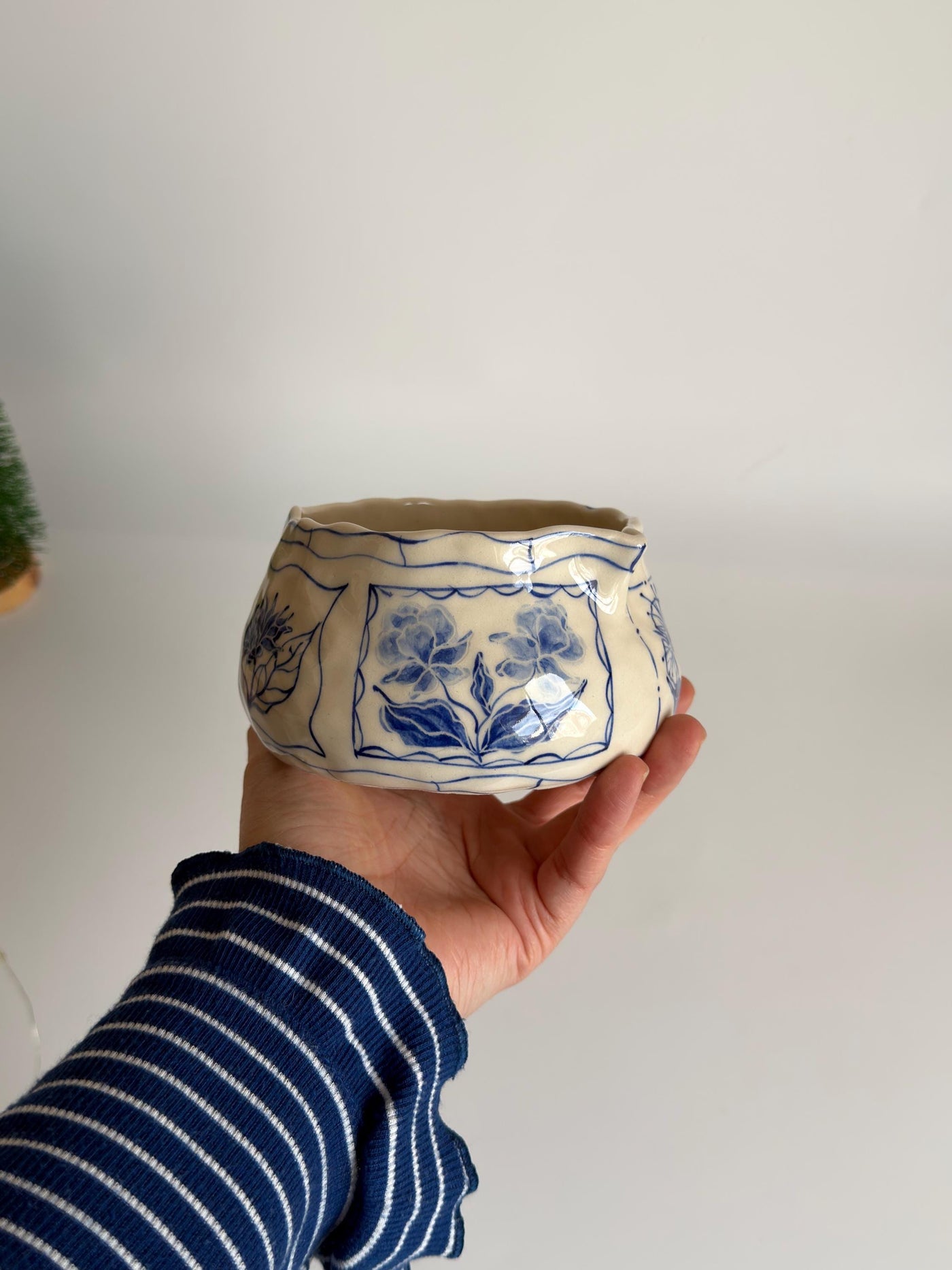 Blue Floral Matcha Bowl