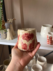 Red Floral To Go Mug