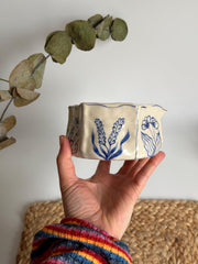 Rustic Blue Floral Hexagon Matcha Bowl