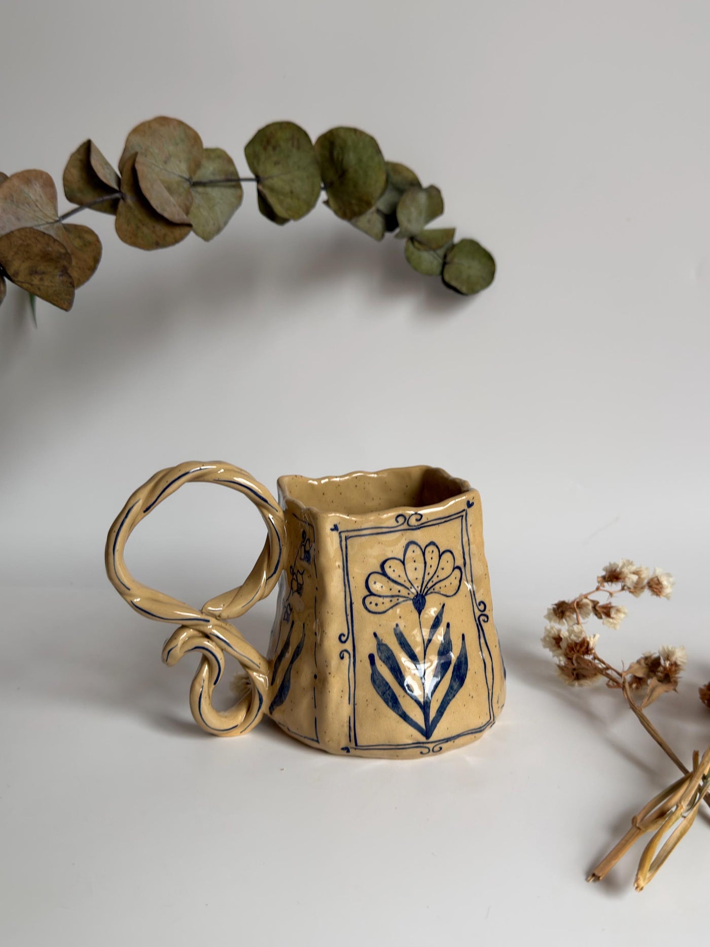Rustic Blue Floral Mug