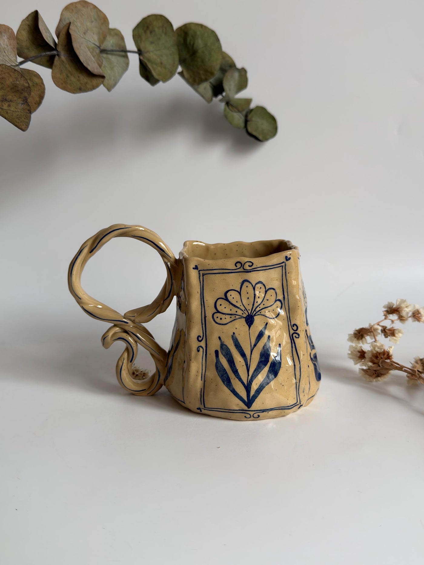 Rustic Blue Floral Mug