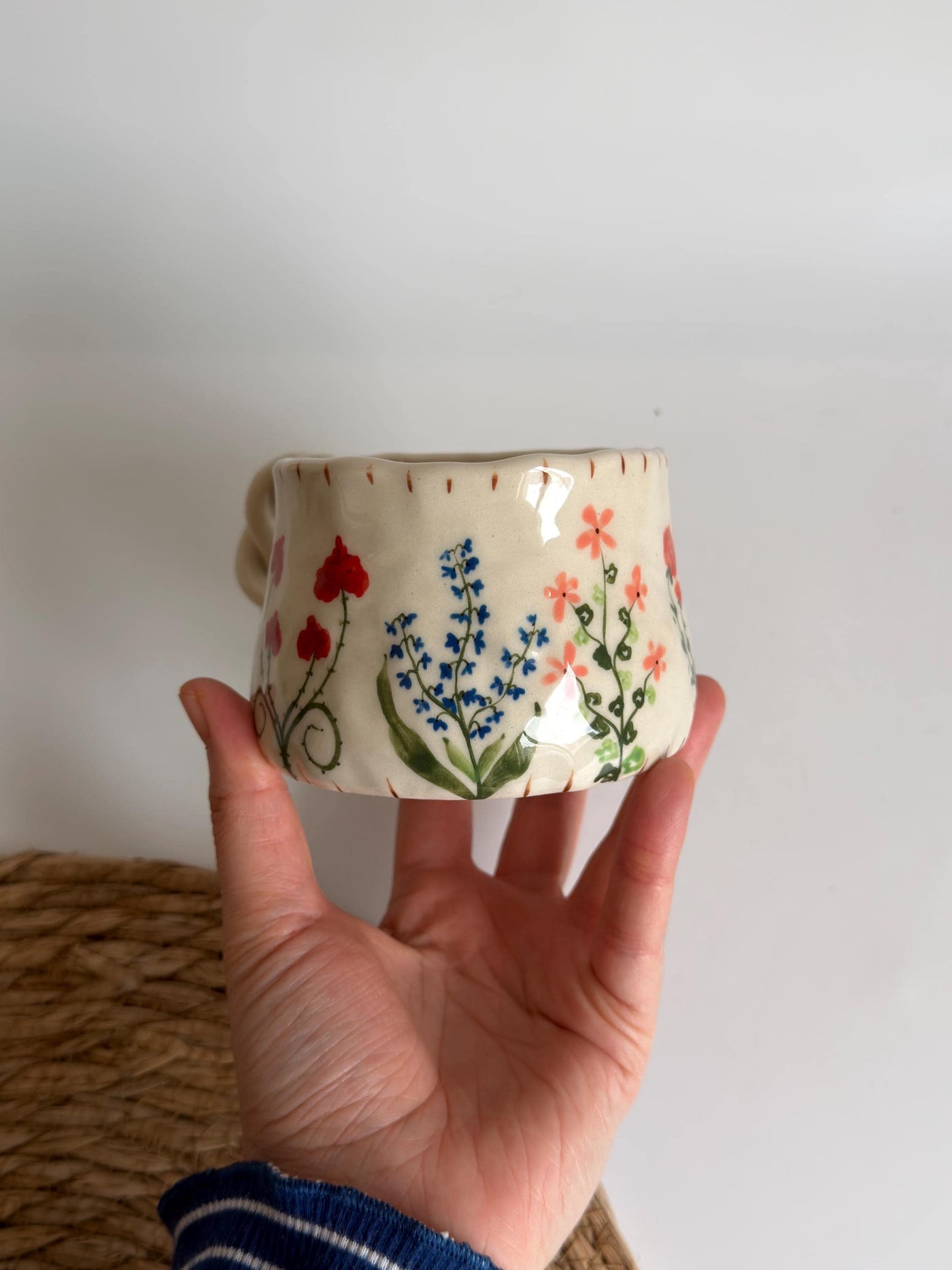 Wildflower Twisted Handle Mug