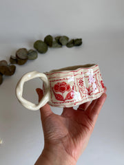 Heart-Shaped Red Floral Mug