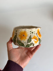 Matcha Bowl with Sunflower Flower