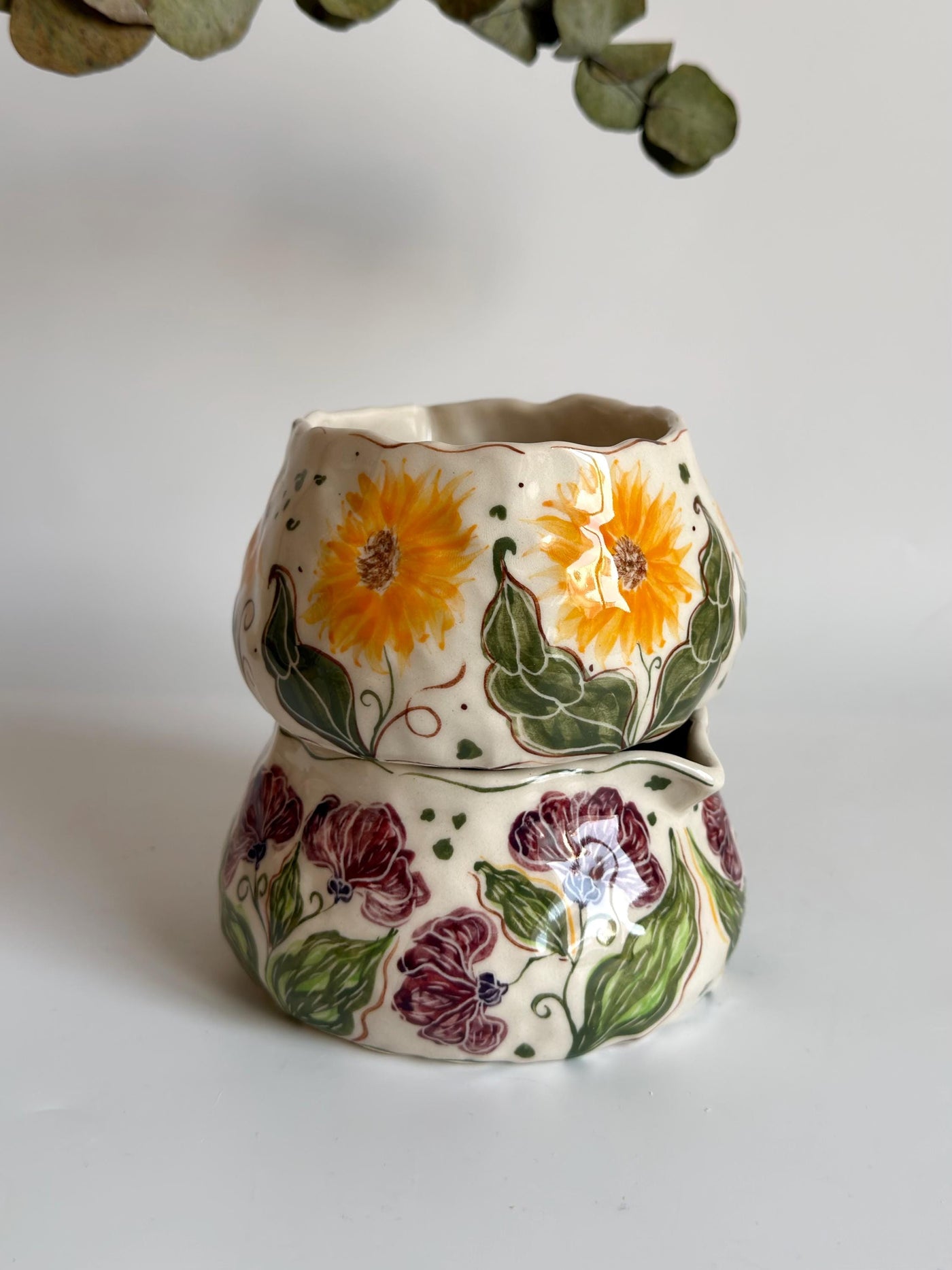 Matcha Bowl with Sunflower Flower