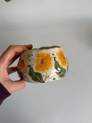 Matcha Bowl with Sunflower Flower