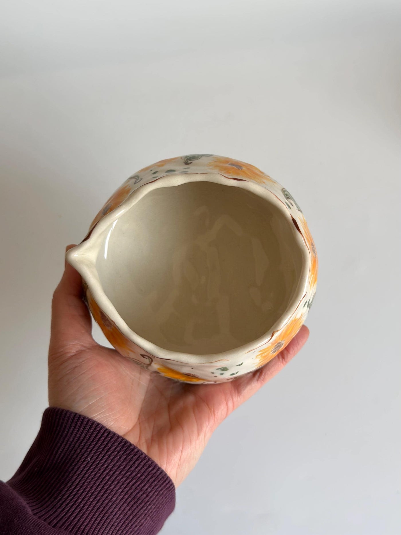 Matcha Bowl with Sunflower Flower