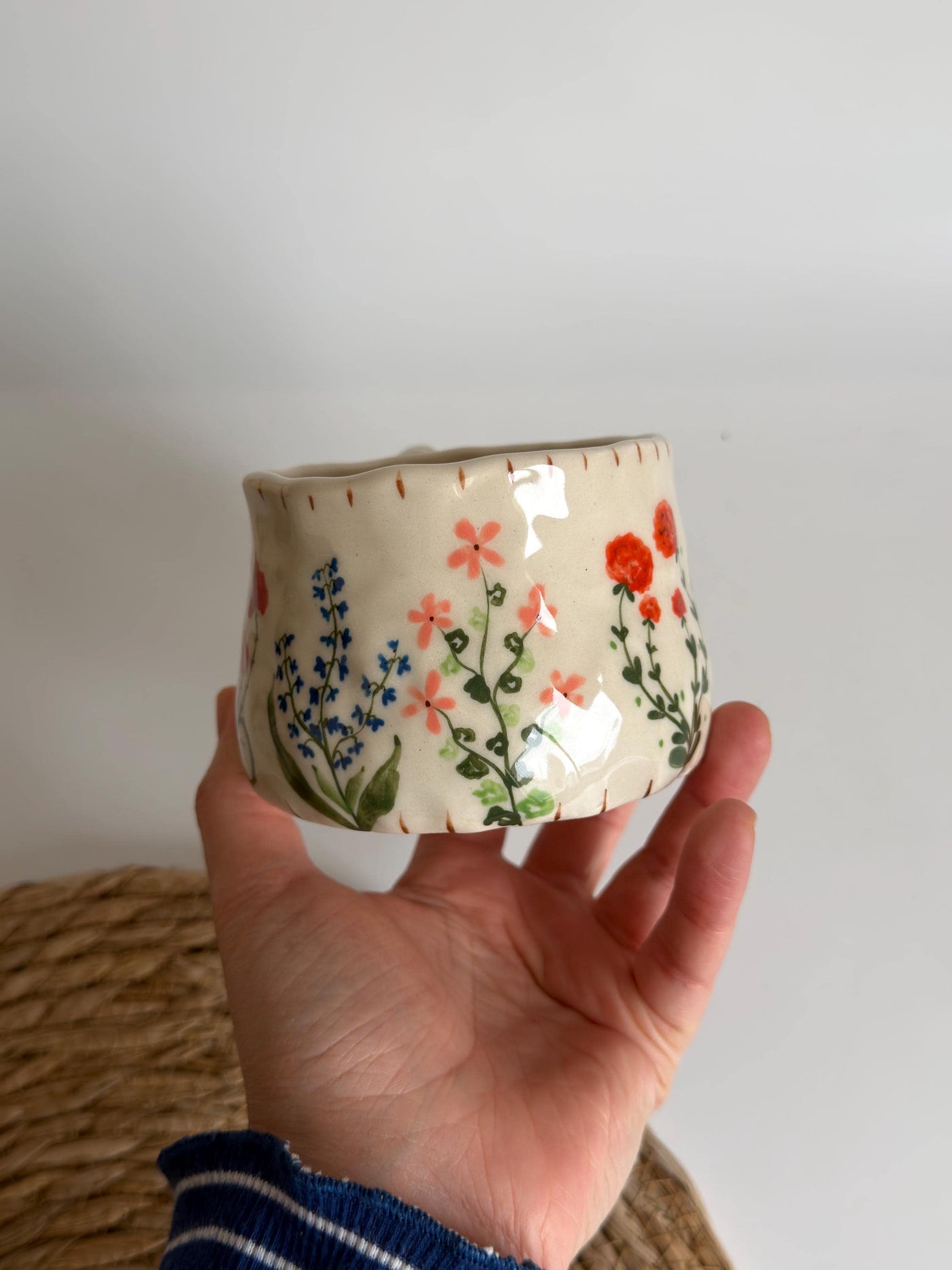 Wildflower Twisted Handle Mug