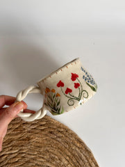 Wildflower Twisted Handle Mug