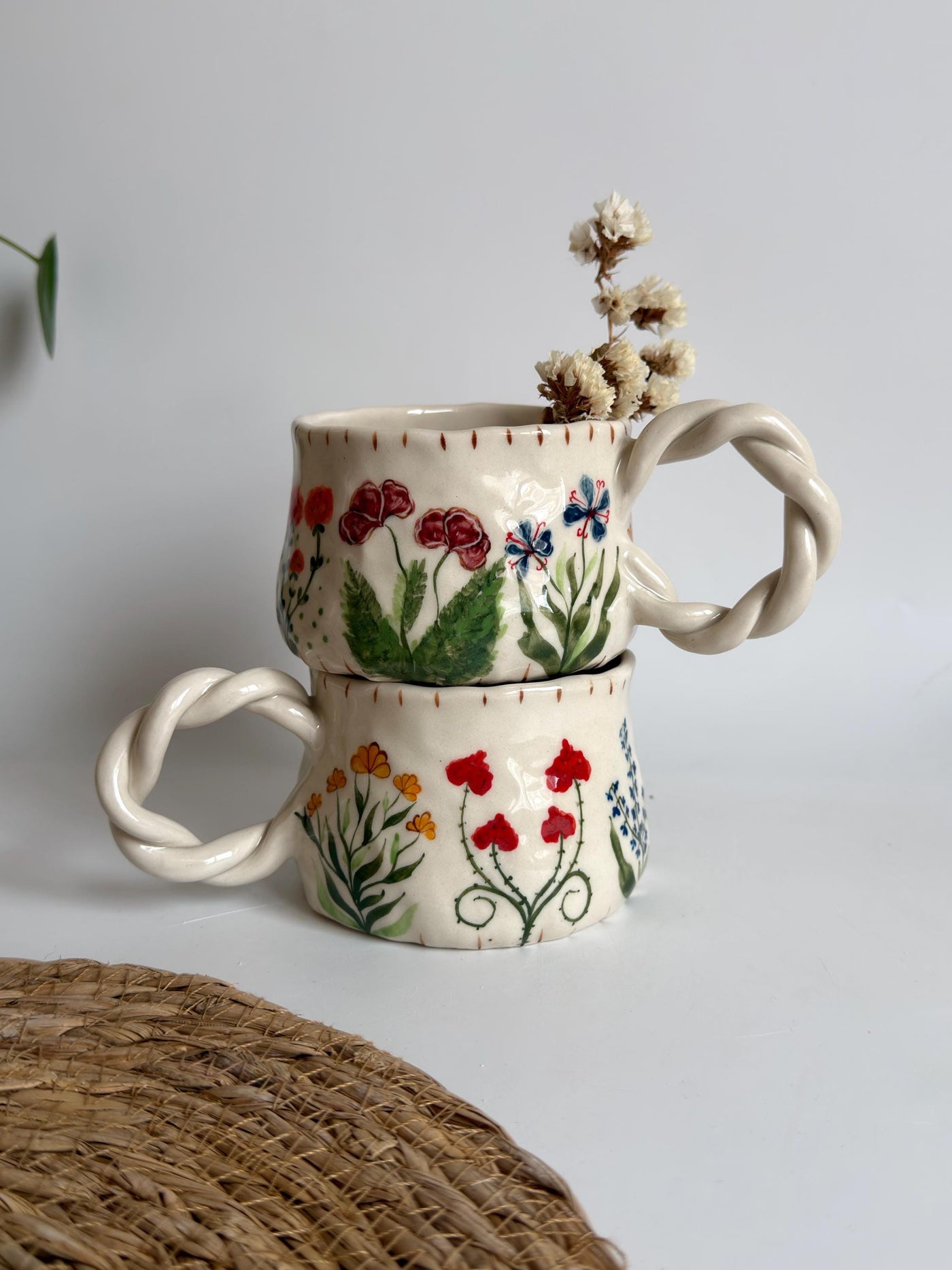 Wildflower Twisted Handle Mug