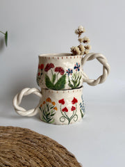 Wildflower Twisted Handle Mug