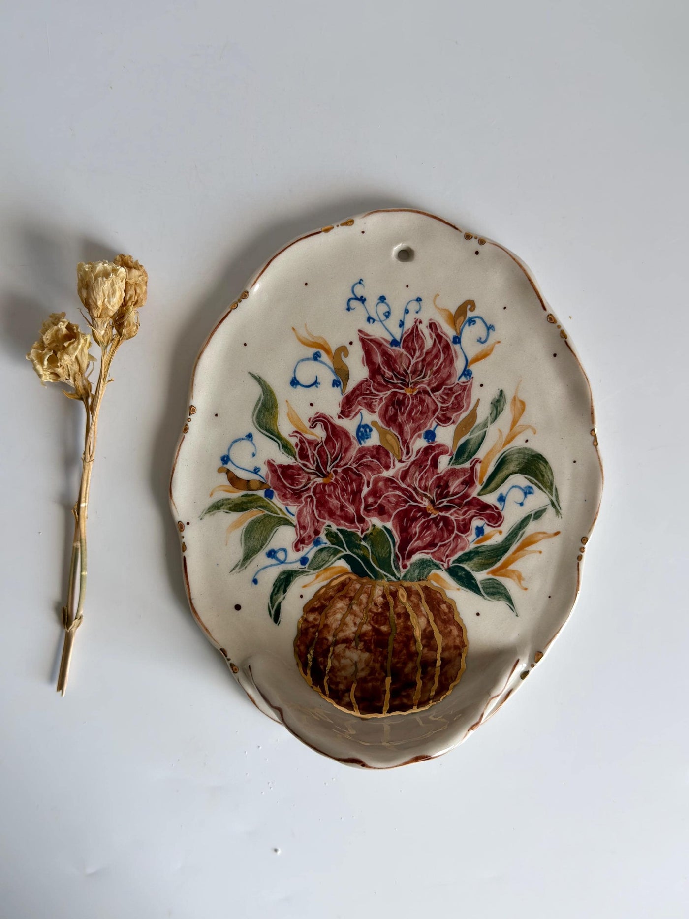 Gold Detail Floral Wall Shelf