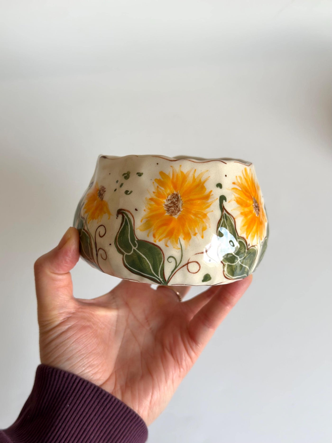 Matcha Bowl with Sunflower Flower