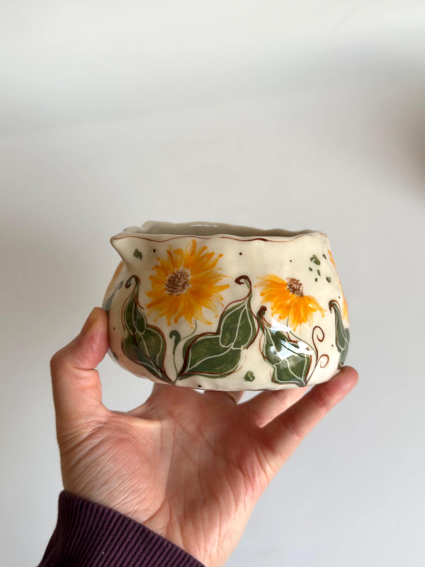 Matcha Bowl with Sunflower Flower