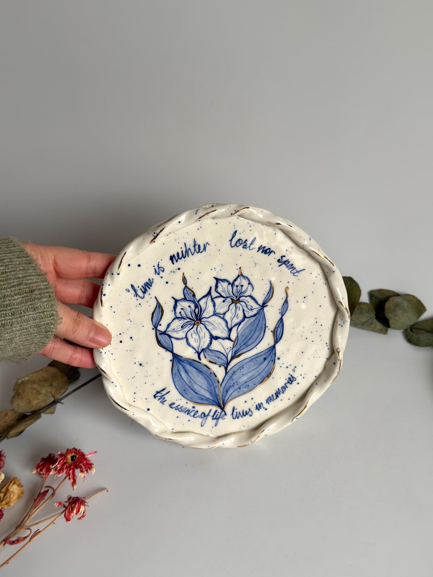 Blue Lilies Wall Plate